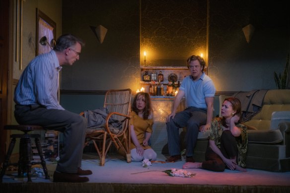 David Whiteley, Emily Goddard, Harvey Zielinski and Kat Stewart in a scene from Who’s Afraid of Virginia Woolf.