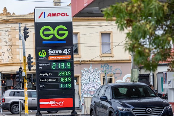 Prices for unleaded petrol hit well above $2 a litre in parts of Melbourne on Monday. 