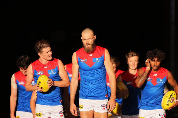 Max Gawn, centre, has helped create a new culture at Melbourne. 