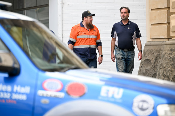 Ross Kenna (left) and Brett Edgington responded to an emergency alert for the mine.