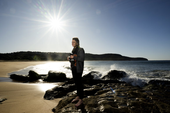 Tracey Howie at Killcare Beach where the Guringai people hold part of their annual whale migration ceremony.