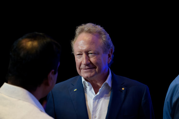 Andrew Forrest at the 2022 Fortescue Metals Group AGM in Perth last month.