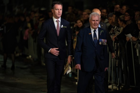 NSW Premier Chris Minns arrives at the Anzac Day dawn service in Martin Place.