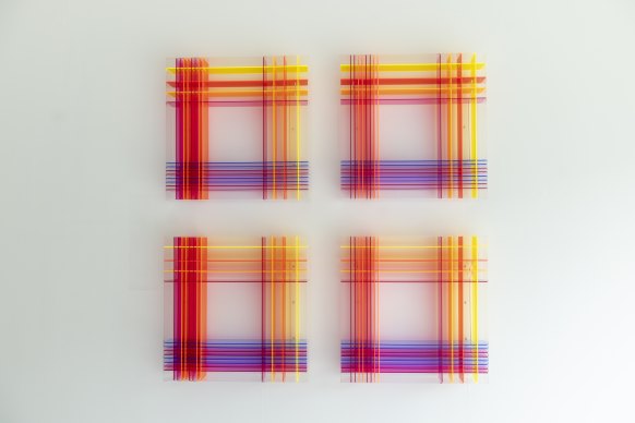 Lisa Gorman’s acrylic tartans on display in Fitzroy. 