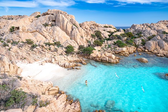 Mouthwash-blue coast of Madallena, Sardinia, Italy.