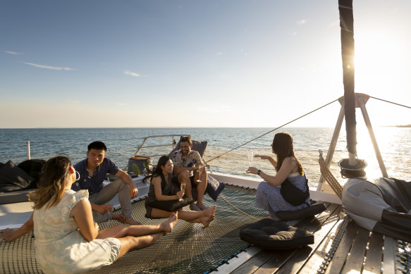 Sailing the Darwin Harbour at sunset.