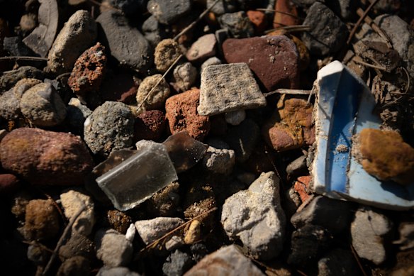 Building waste and rubble seen at the edge of the Wheeny Creek wetlands.