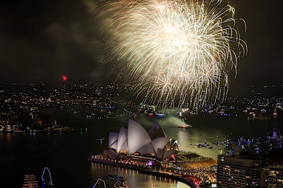 The 9pm New Year’s Eve fireworks, Sydney, on December 31, 2025. 