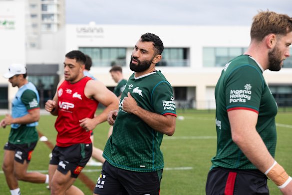 Alex Johnston at Souths training on Tuesday.