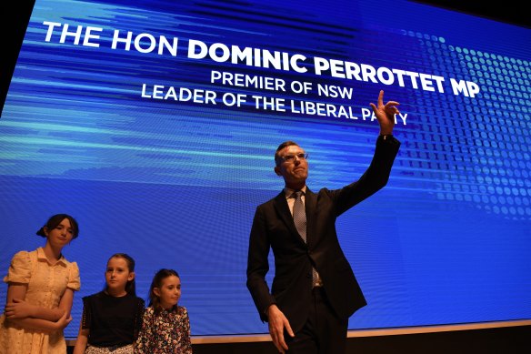 NSW Premier Dominic Perrottet launching the Liberal Party’s election campaign on Sunday.
