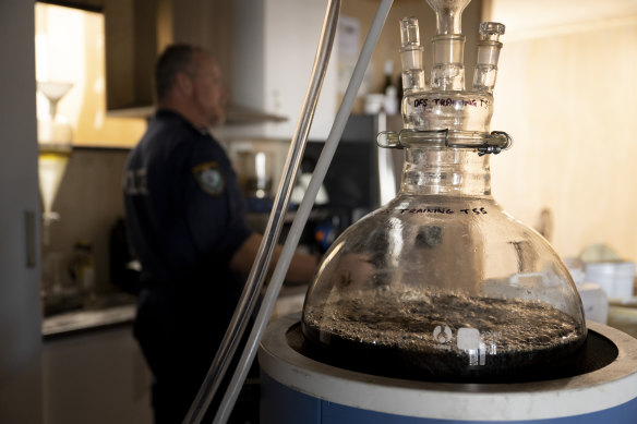 A mock drug lab was set up for the  simulation.