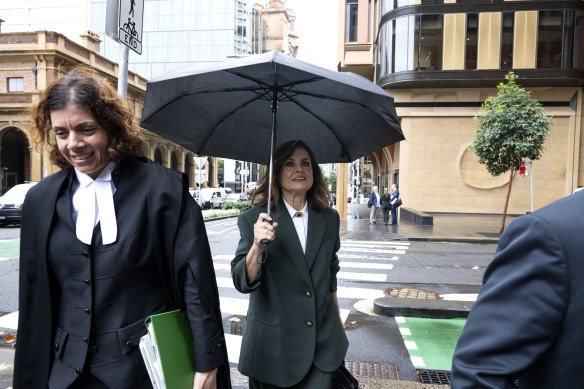 Lisa Wilkinson and her barrister Sue Chrysanthou, SC, outside the Federal Court in Sydney on Thursday.