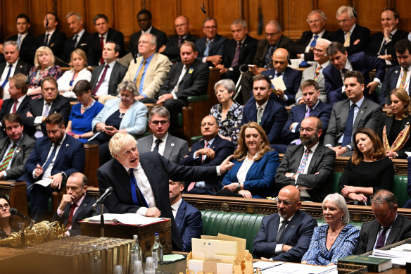 Boris Johnson speaks during Prime Minister’s Questions in the House of Commons in London on Wednesday.