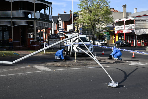 Witnesses said the car hit a streetlight before mounting the kerb and crashing into the pub’s patrons.