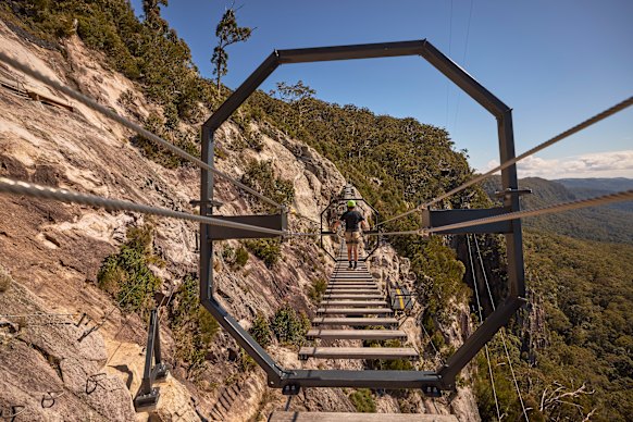 Don’t look down … a suspension bridge 400 metres above ground.