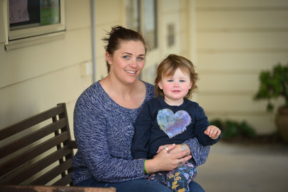 Stephanie Goodlet, with daughter Frankie, who has been on a waiting list for childcare for more than five months.