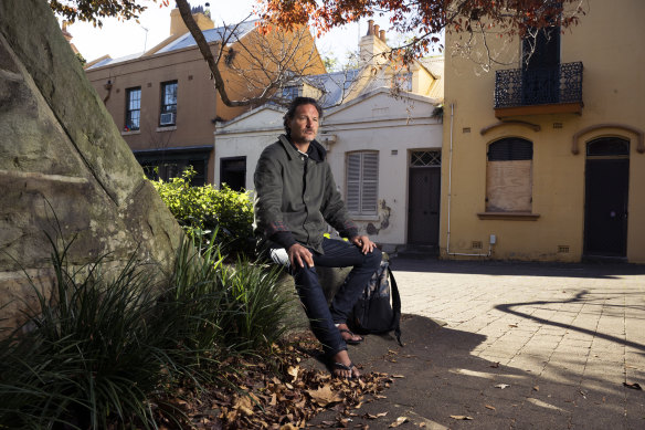 Kai, 39, is sleeping under the rail bridge in Woolloomooloo.