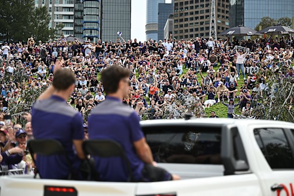 Fans out in force for the parade on Friday.