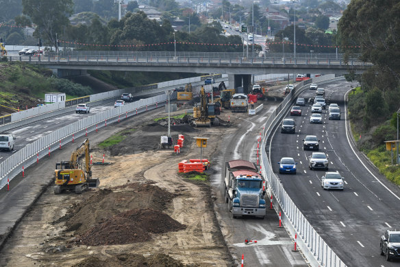 The middle of the Eastern Freeway, once reserved for Doncaster rail, is now making way for the North-East Link.