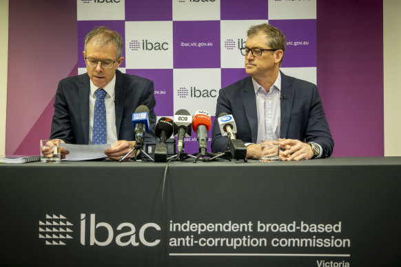 IBAC acting commissioner Stephen Farrow, left, and deputy commissioner David Wolf.