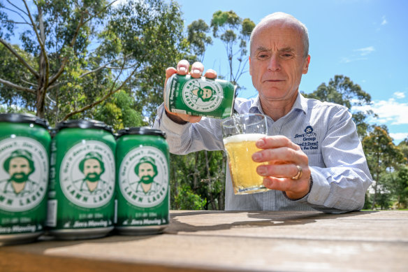 Jim Penman, the founder of Jim’s Mowing, launching his own lager product in 2022. 