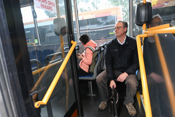 Bus commuter David Robertson at Doncaster Park and Ride.