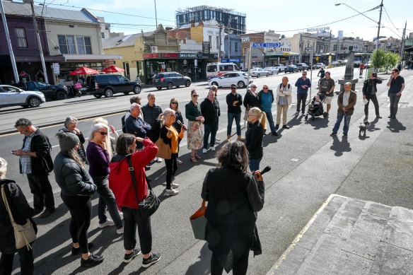 Residents from the City of Yarra protest the reduction in council meetings on Friday at the Richmond Town Hall.