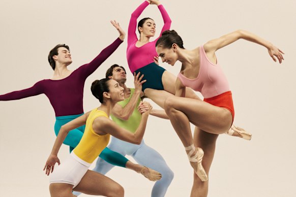 From left: Elijah Trevitt, Larissa Kiyoto-Ward, Lilla Harvey, Isobelle Dashwood and Jett Ramsay limber up for Copland Dance Episodes.