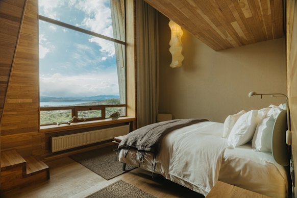 Cosy cabin-style rooms … Tierra Patagonia.