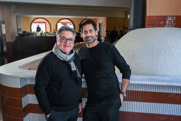 Chef Guy Grossi ended his business relationship with Jon Adgemis (right) in 2025, before Public Hospitality collapsed. His Puttanesca restaurant operated at Melbourne’s Clifton Hotel.  