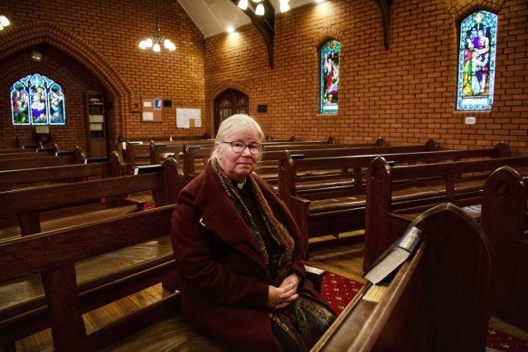 The Reverend Fran Grimes inside the Anglican Church of Saint Paul in Korumburra.
