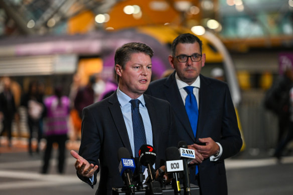 Carroll with Andrews in March at Southern Cross Station.