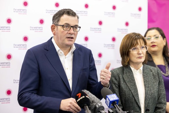 Premier Daniel Andrews and Health Minister Mary-Anne Thomas speaking after the release of last month’s state budget.