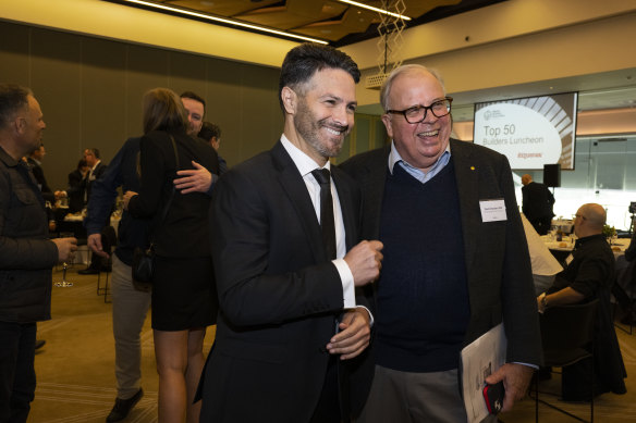 Mending ties: Customer Service, Digital and Fair Trading Minister Victor Dominello with NSW Building Commissioner David Chandler on Friday.