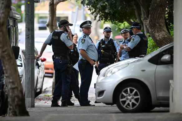 Police at Upper Pitt Street in Kirribilli on Wednesday afternoon.
