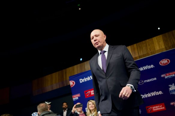 Opposition Leader Peter Dutton compared the AFL to politics and the Speaker of the House of Representatives to an umpire.