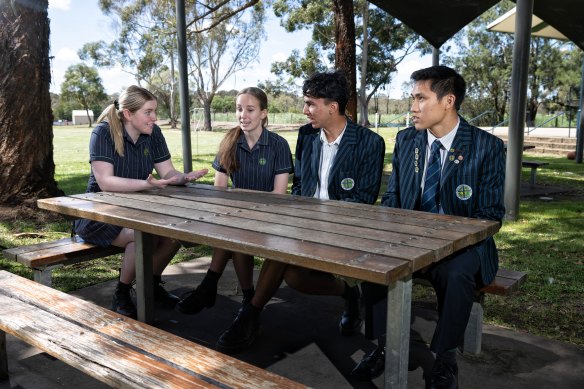 St Paul’s Grammar students Hannah Whitefield, Grace Williams, Telaan Dias and Emerick Agahari. About 60 per cent of the school’s year 12 students are taking the IB diploma this year.
