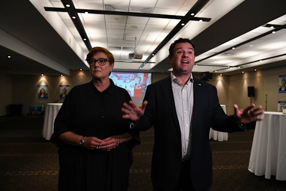 Liberal MP for Penrith Stuart Ayres with wife and Liberal senator Marise Payne.