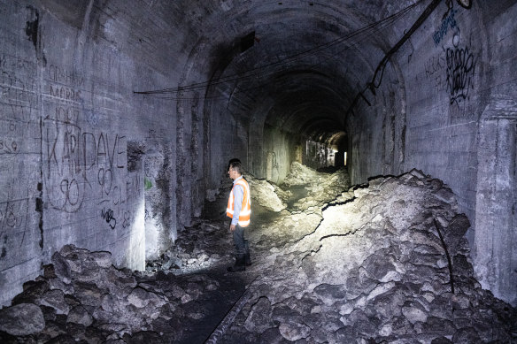 The far end of the southern tunnels almost reach beneath the Anzac Memorial in Hyde Park. 