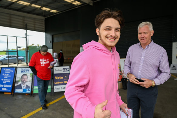 Chris Thelma, 18, with Melton MP Steve McGhie.