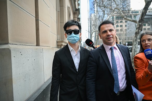 Accused Ryan Cho, 28, and his defence lawyer George Balot  leaving the Supreme Court.