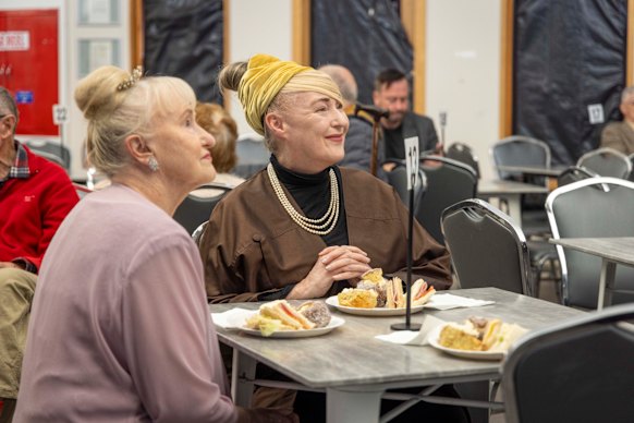 Singer Lisa Gerrard watches the opera.