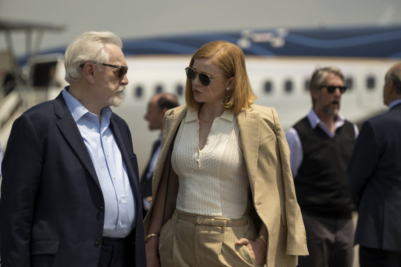 Logan Roy (Brian Cox) and Shiv Roy (Sarah Snook) in Succession season three.