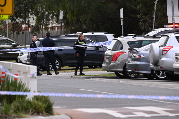 Police cordoned off a crime scene in Keilor Village on Saturday.