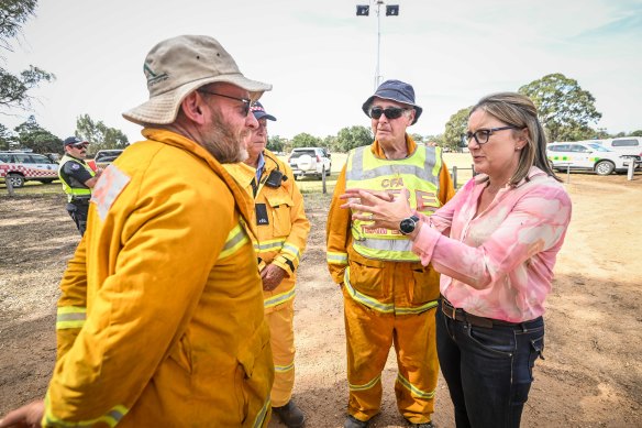 Victorian Premier Jacinta Allan visiting Pomonal last week, after a bushfire ripped through the area.