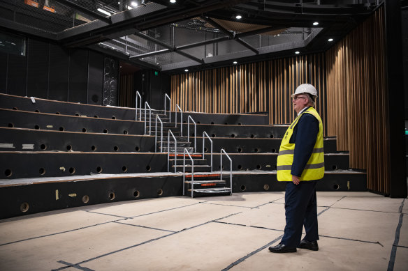 Inside the new auditorium of Australian Theatre for Young People at Pier 2/3 
