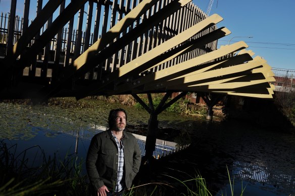 Architect Sam Crawford under the Bara Bridge in Centennial Park.