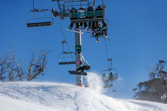 The lifts at Thredbo on the opening day of the season. 