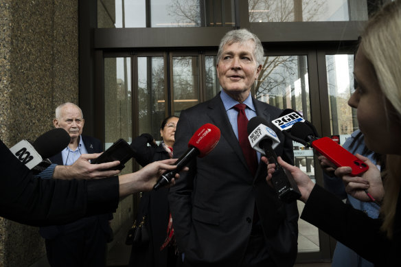 Steve Johnson speaks to media outside court on Tuesday.