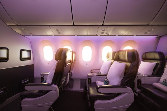 The Air NZ premium economy cabin.